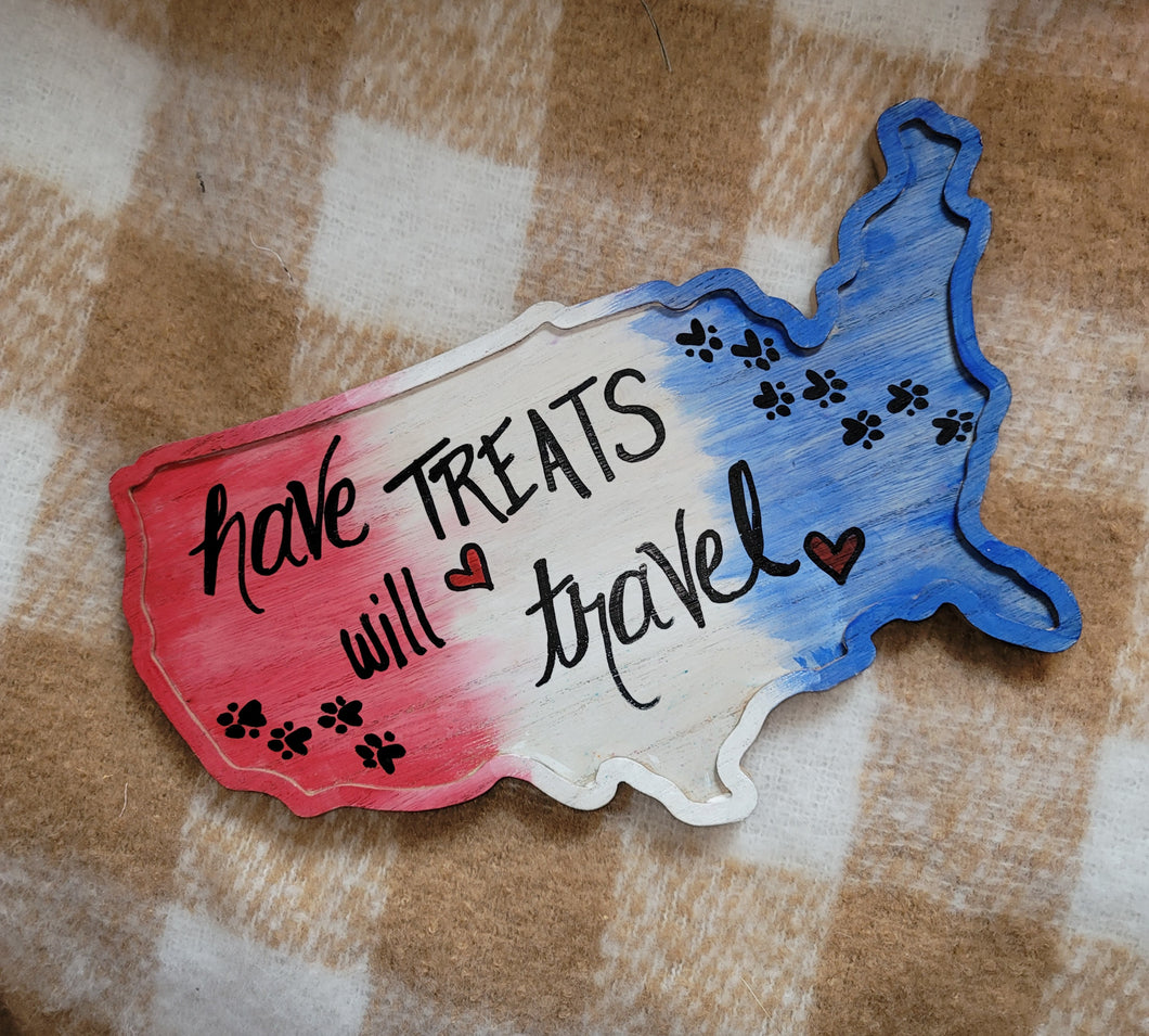 Colorful America Shaped Dog Quote Plaques